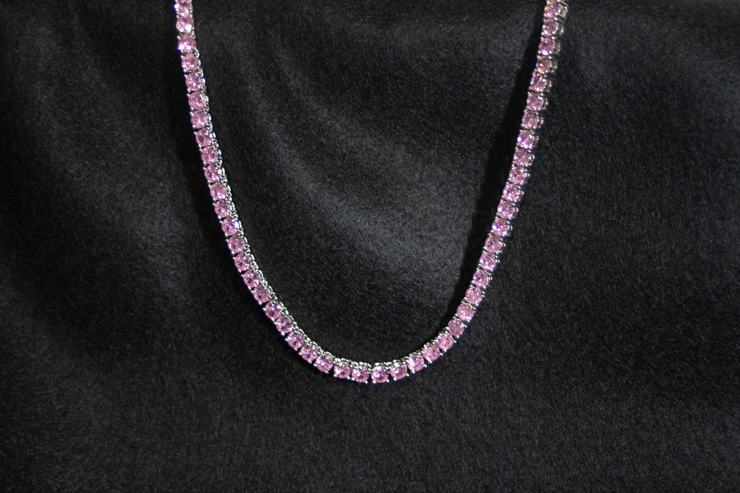 TENNIS CHAIN - Pink silver　4mm