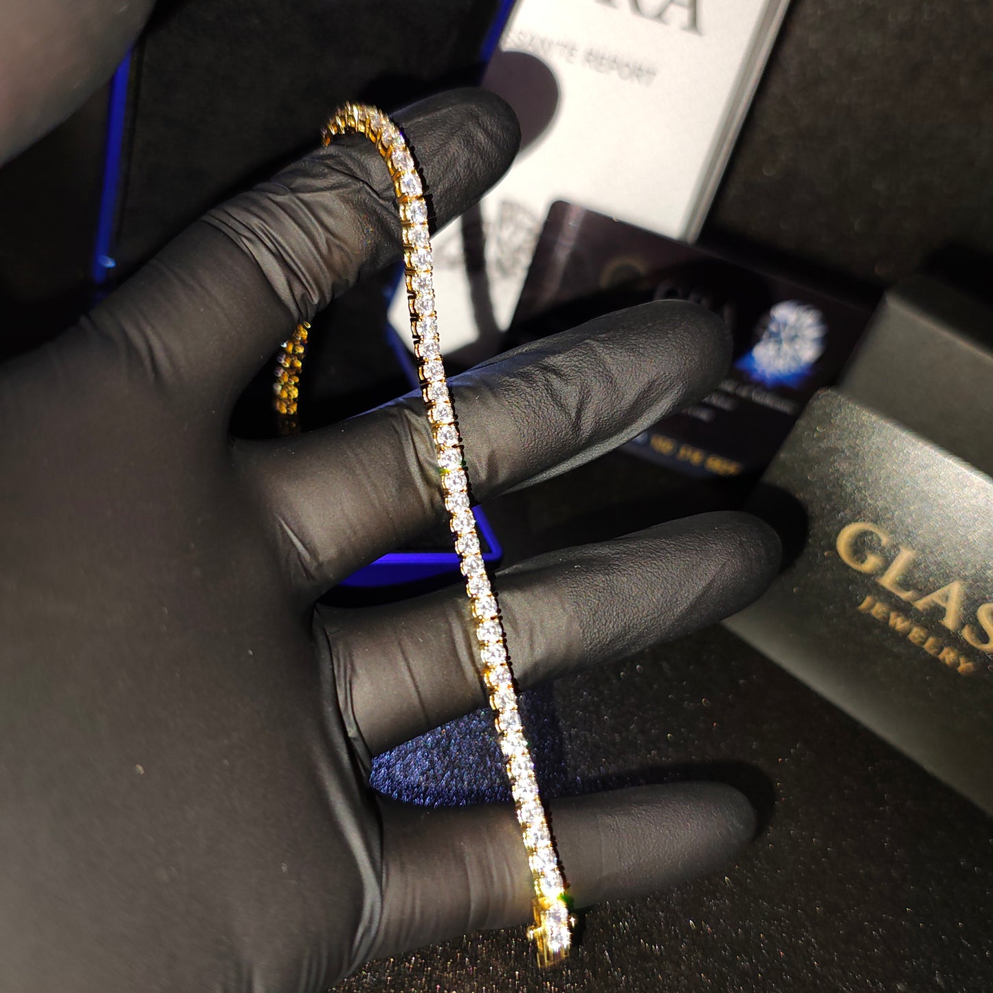 MOISSANITE　TENNIS BRACELET /  GOLD　3mm