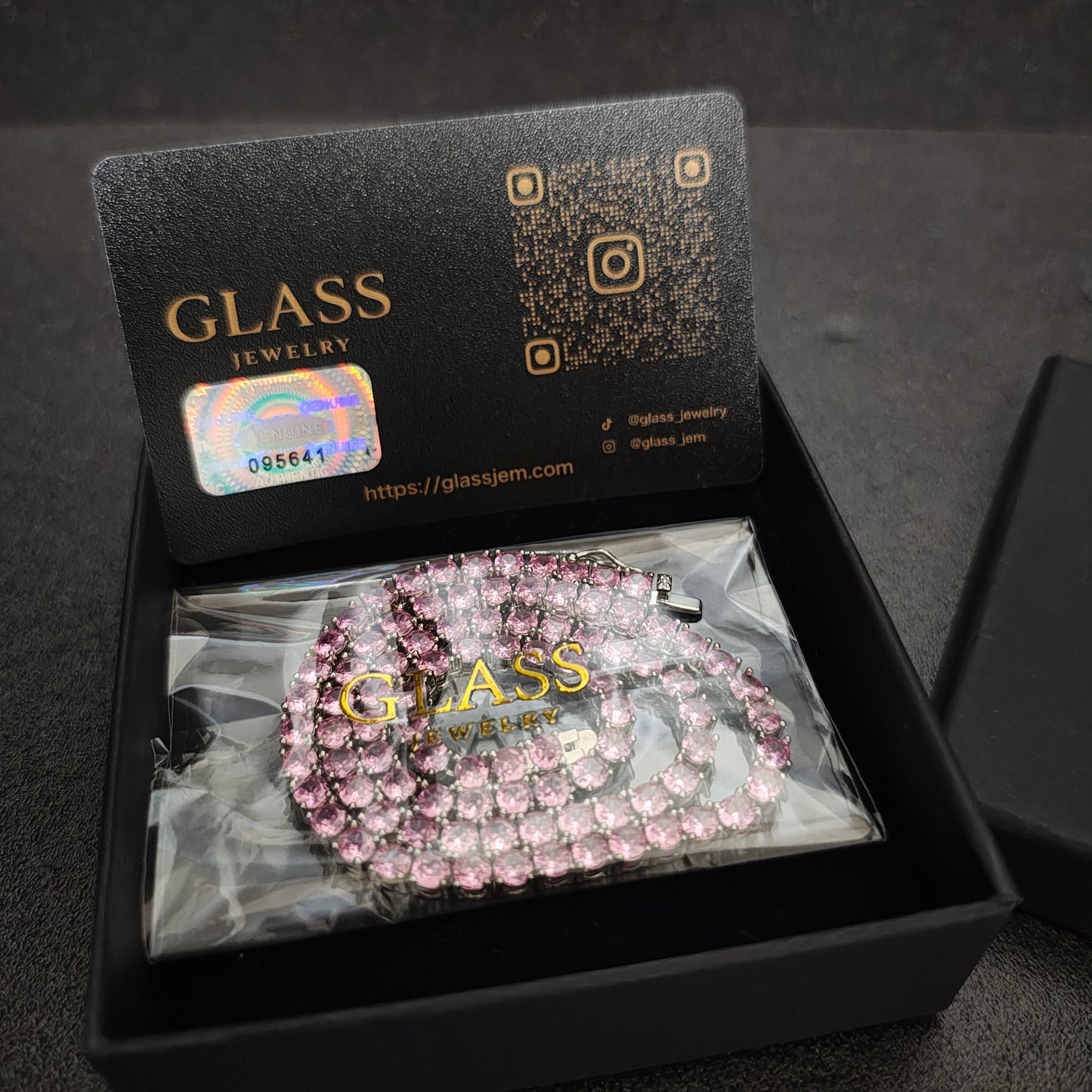 TENNIS CHAIN - Pink silver　4mm