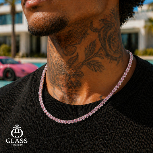 TENNIS CHAIN - Pink silver　4mm