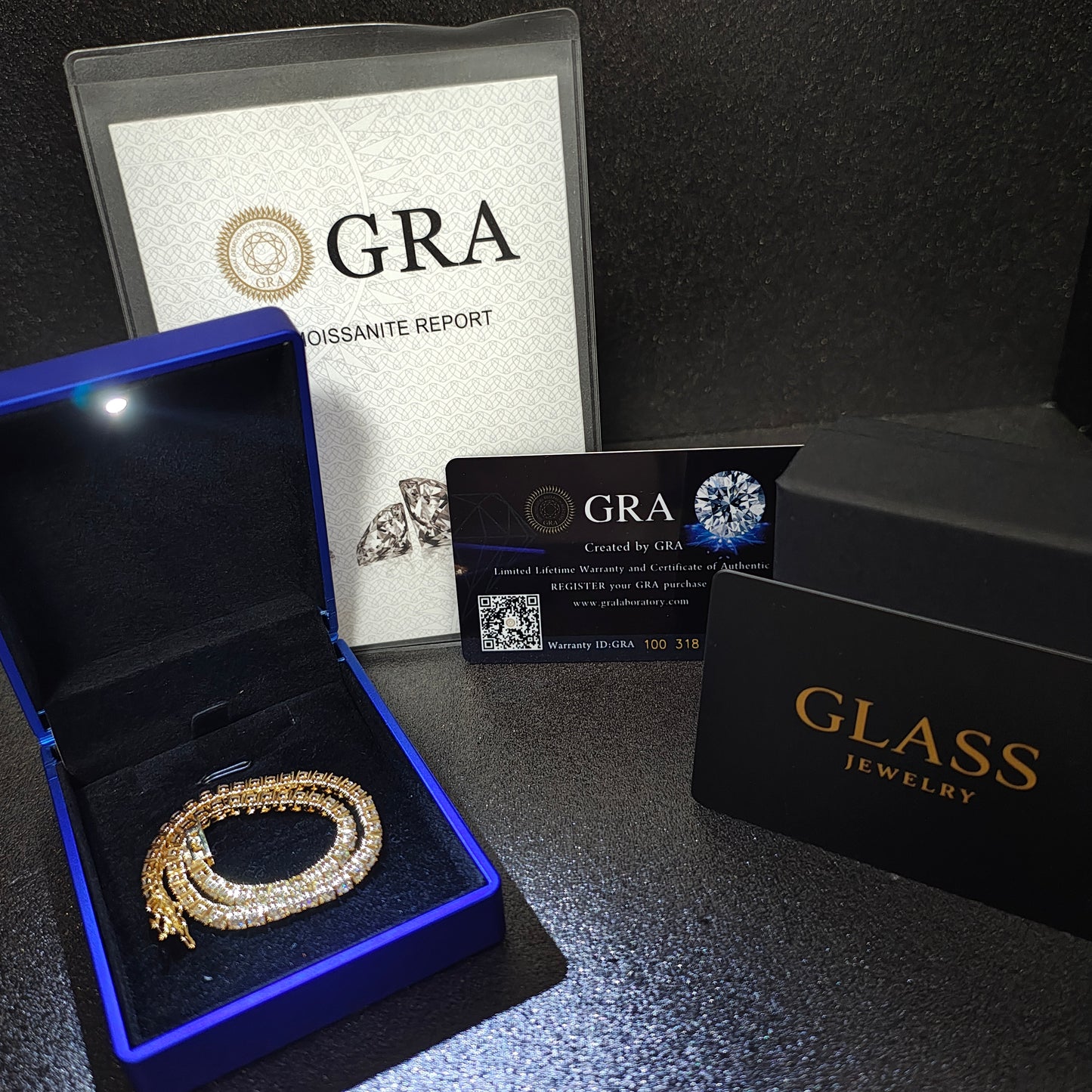 MOISSANITE　TENNIS BRACELET /  GOLD　3mm