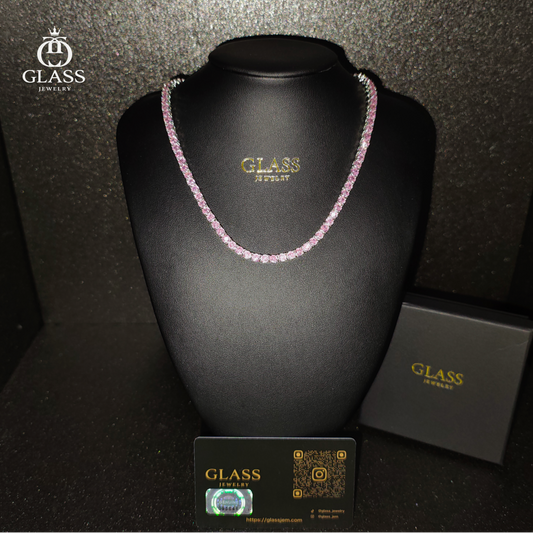 TENNIS CHAIN - Pink silver　4mm